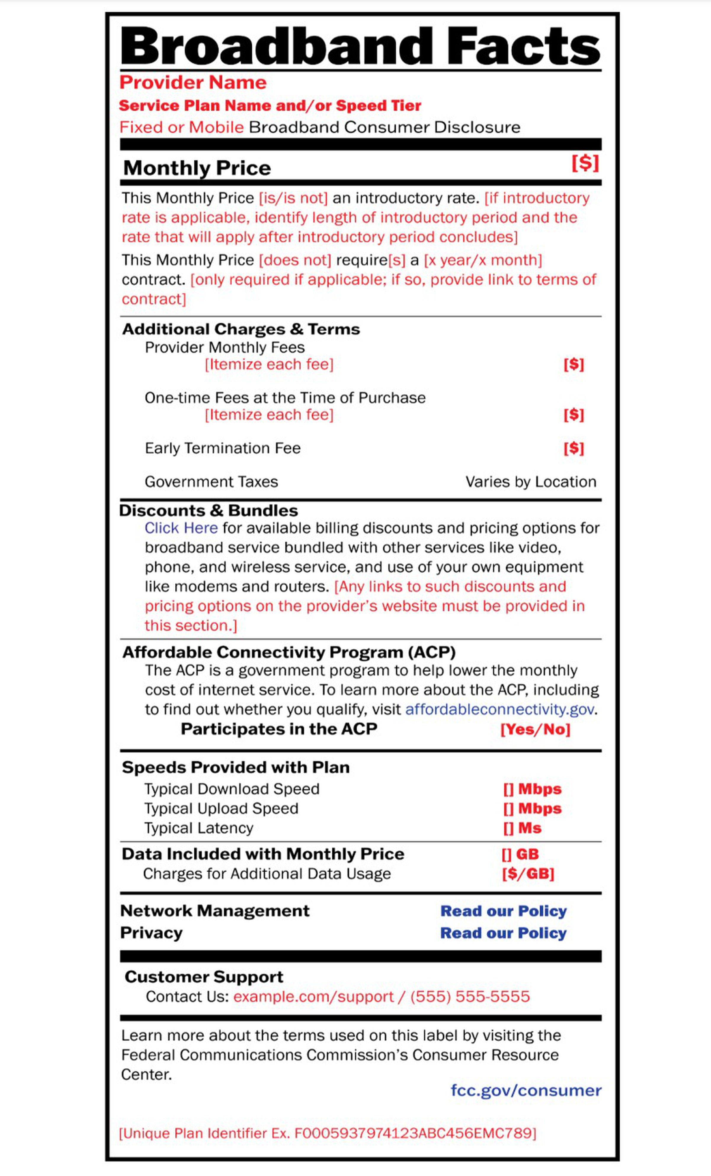 Xfinity Lable Nutrition labels for broadband internet are finally nearly here | The ...