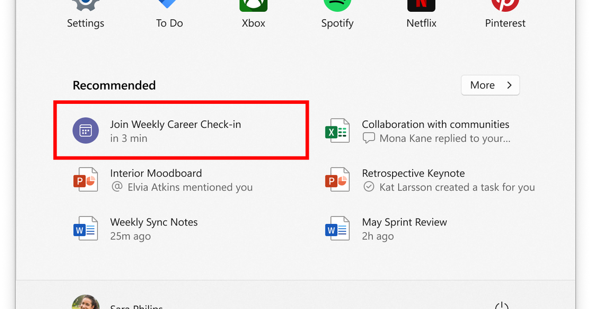 Microsoft Teams meeting reminders are coming to the Windows 11 Start