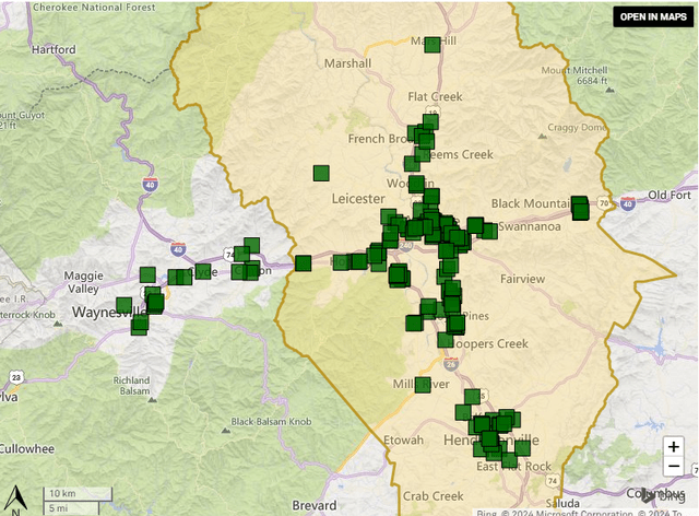 A map with green squares Description automatically generated