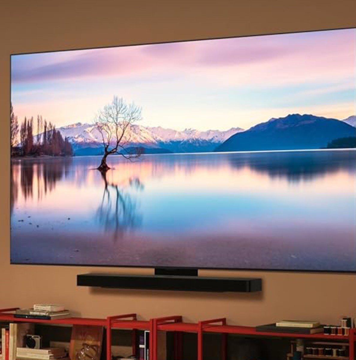 LG's C5 4K TV mounted onto a wall.